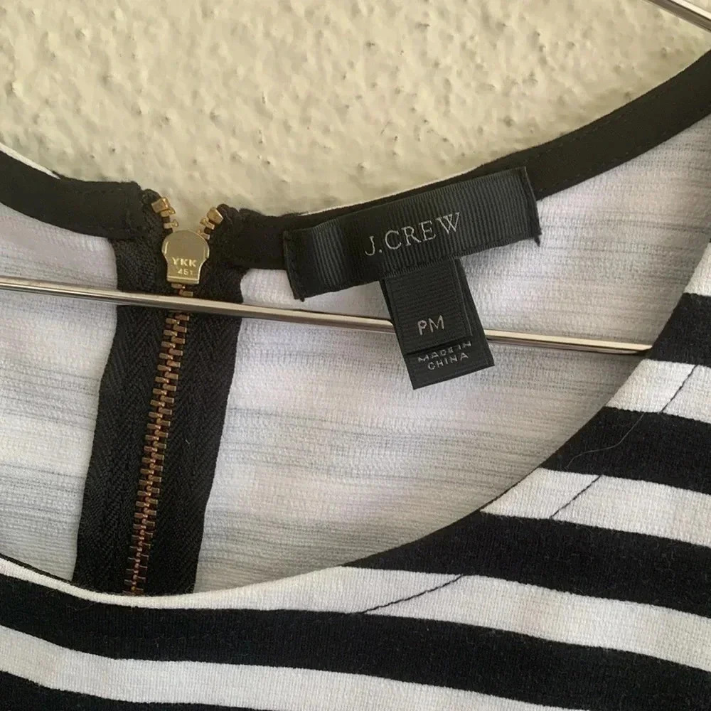 J.Crew Petite Striped T-shirt Dress  Black/White Stripes Size: Medium P - Picture 5 of 8